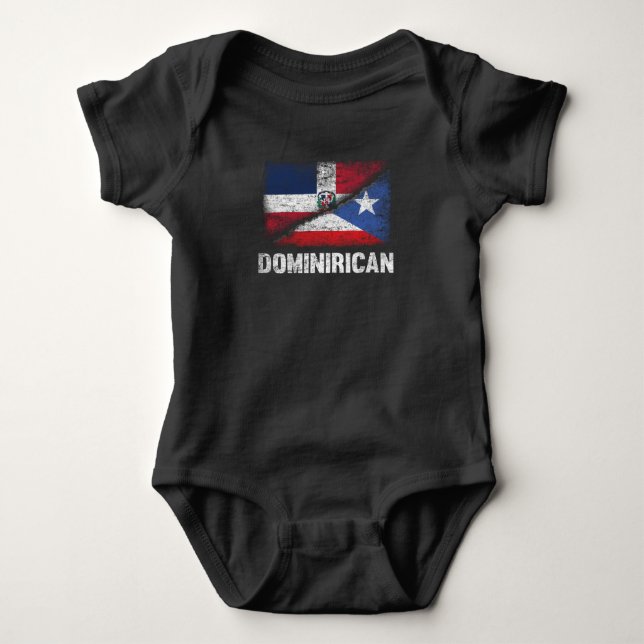 Half Dominican Half Puerto Rican Flag Dominirican Baby Bodysuit (Front)