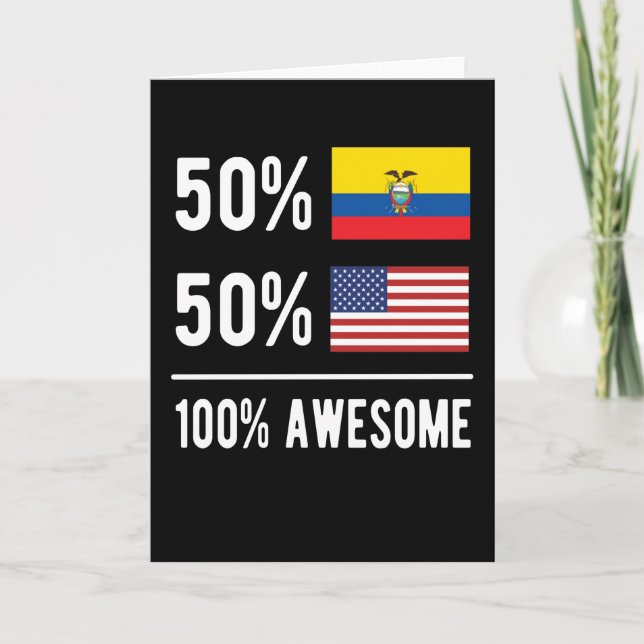 Half Ecuadorian Half American Flag Ecuador USA Card (Front)