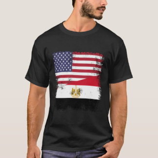 Half Egyptian Flag Vintage Egypt Usa Gift For Chri T-Shirt