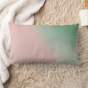 Half Emerald Half Pink AI art Lumbar Pillow