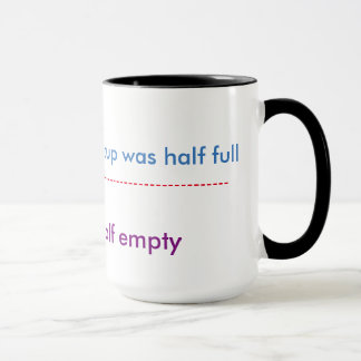 half empty/ half full coffee mug humor