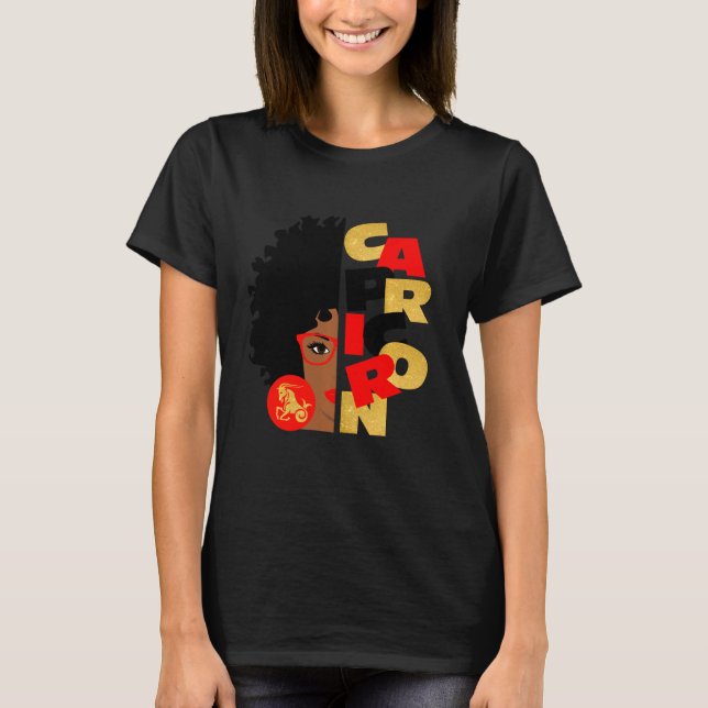 Half Face Capricorn Black Queen Birthday Zodiac Cu T-Shirt (Front)