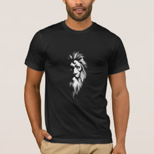 Half Face Lion Sketch   Artistic Pencil Drawing T-Shirt