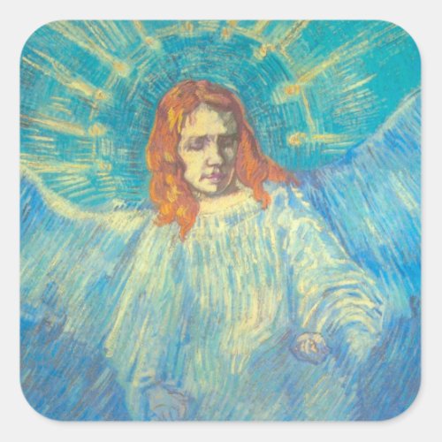 Half Figure of an Angel by Vincent van Gogh Square Sticker