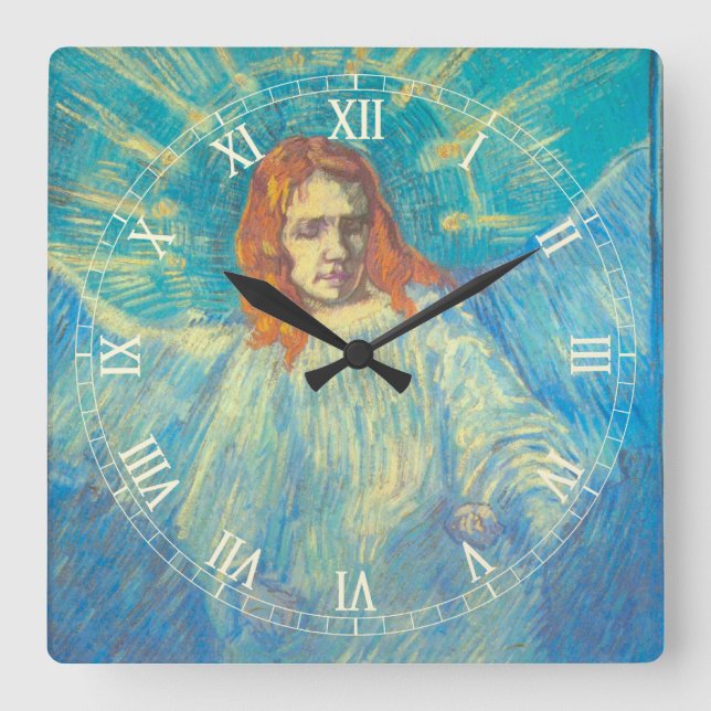 Half Figure of an Angel by Vincent van Gogh Square Wall Clock (Front)