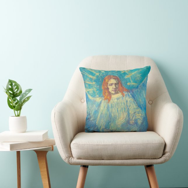 Half Figure of an Angel by Vincent van Gogh Throw Pillow (Chair)