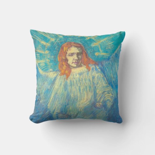 Half Figure of an Angel by Vincent van Gogh Throw Pillow