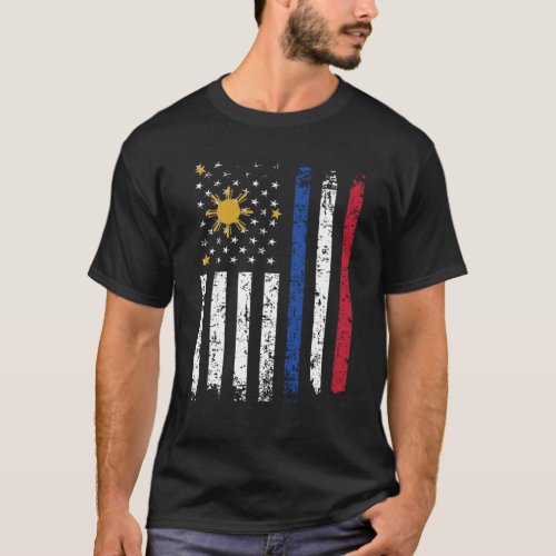 Half Filipino Half American Flag Philippines USA T_Shirt