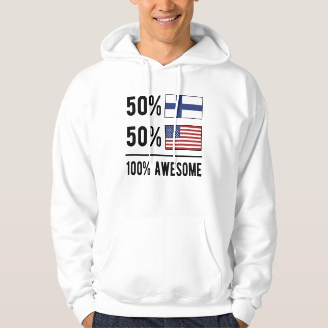 Half Finnish Half American Flag Finland USA Flag Hoodie (Front)
