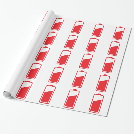 Half Full Red Battery Wrapping Paper