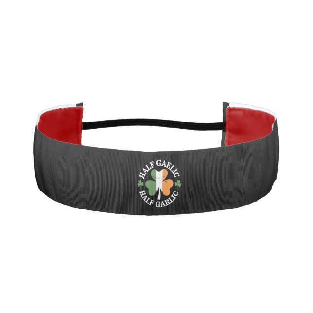 Half Gaelic Half Garlic Irish Italian St. Patricks Athletic Headband (Front)
