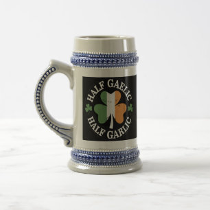 Half Gaelic Half Garlic Irish Italian St. Patricks Beer Stein