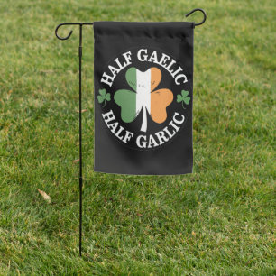 Half Gaelic Half Garlic Irish Italian St. Patricks Garden Flag