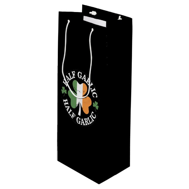 Half Gaelic Half Garlic Irish Italian St. Patricks Wine Gift Bag (Front Angled)