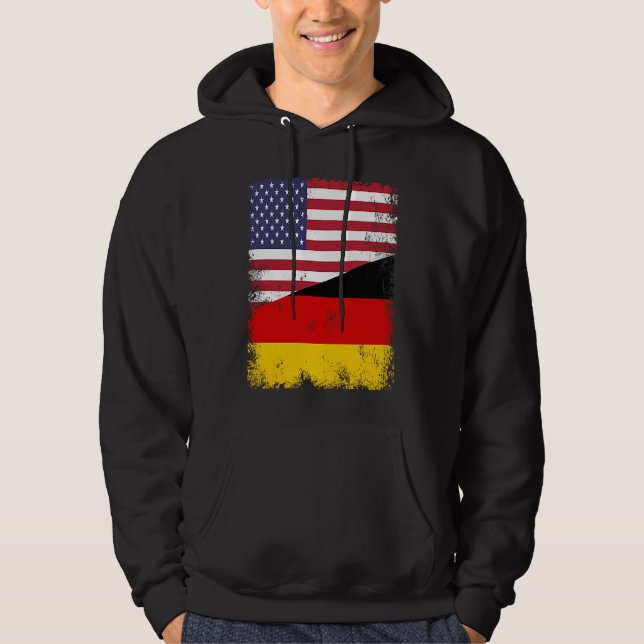 Half German Flag Vintage Germany USA Hoodie (Front)