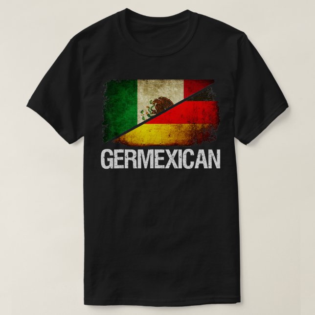 Half German  Half Mexican Flag  Germexican Hispani T-Shirt (Design Front)