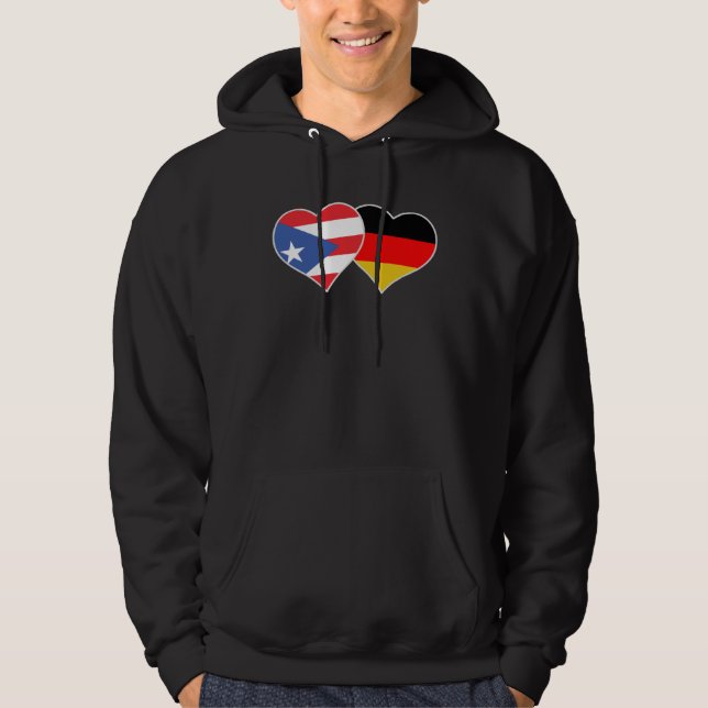 Half German Half Puerto Rican Flag Heart Puerto Ri Hoodie (Front)
