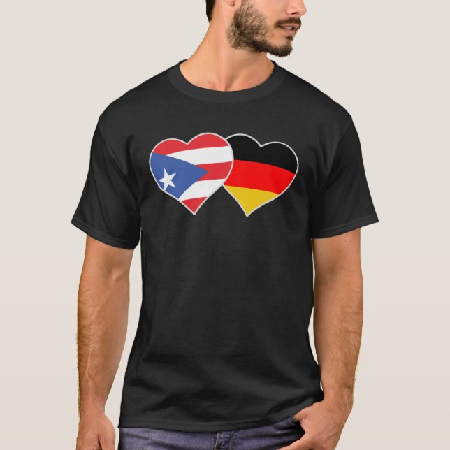 Half German Half Puerto Rican Flag Heart Puerto Ri T-Shirt (Front)