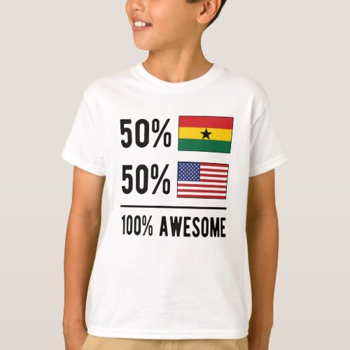 Half Ghanaian Half American Flag Ghana USA Flag T_Shirt