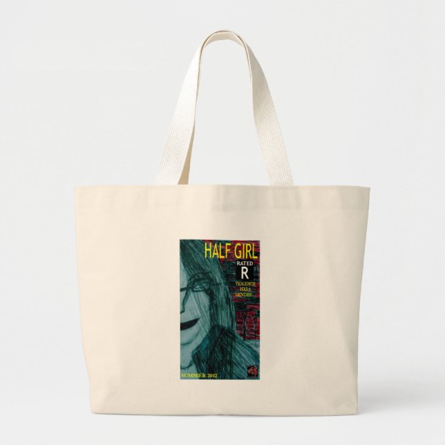 half girl print large tote bag (Front)