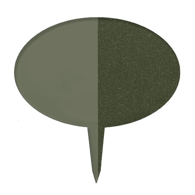 Half Glitter Half Matte Moss Green Cake Topper (Front)