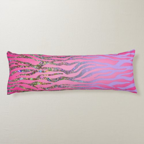 Half Glitter Pink Tiger Print Body Pillow