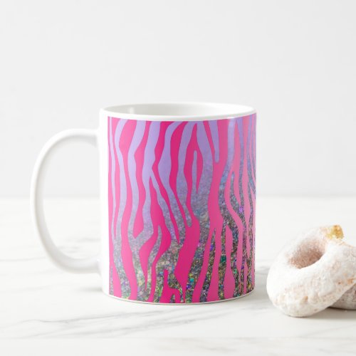 Half Glitter Pink Tiger Print Coffee Mug