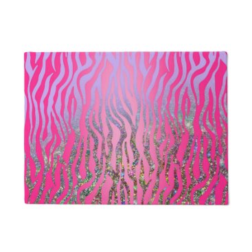 Half Glitter Pink Tiger Print Doormat