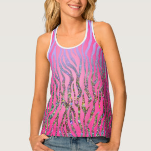 Half Glitter Pink Tiger Print Tank Top