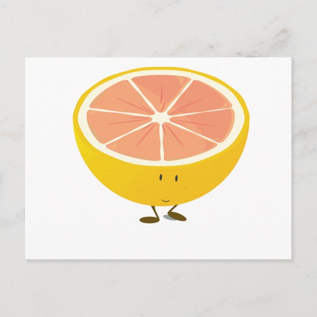 Half grapefruit smiling character postcard (Front)