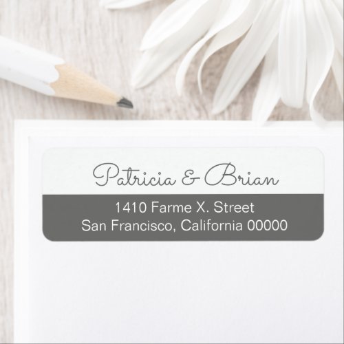 Half gray modern address label with couple names