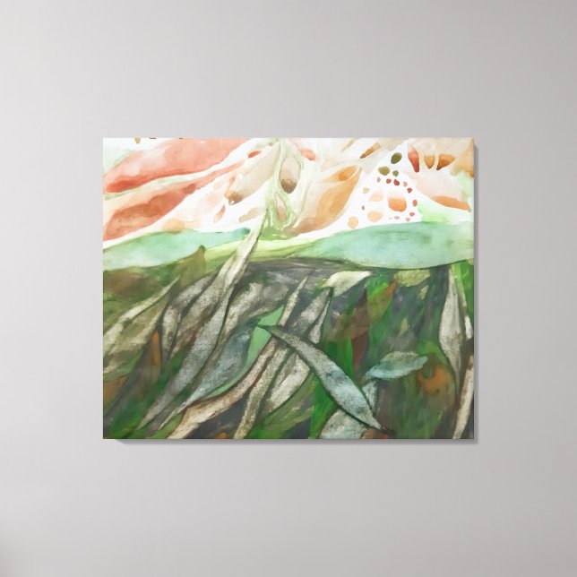 Half greenery and half colored foliage botanical canvas print (Front)