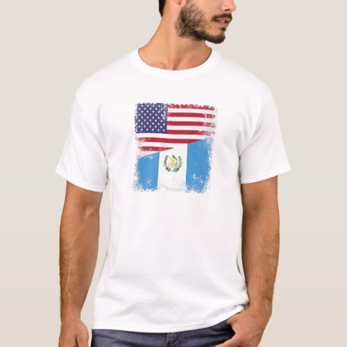 Half Guatemalan Flag  Vintage Guatemala USA Gift T_Shirt