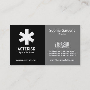 Half & Half (asterisk)- Black and Gray Business Card