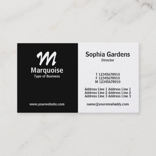 Customizable Half &amp; Half - Black (Gold Card) Business Cards