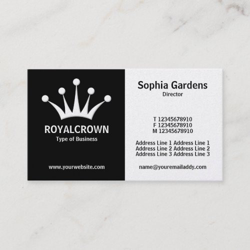 Half &amp; Half (Crown) - Black and White (Gold) Business Card Templates