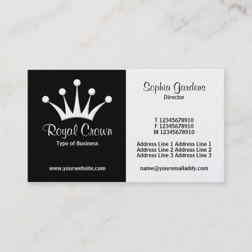 Half &amp; Half (Crown) - Black and White (Gold) Business Card