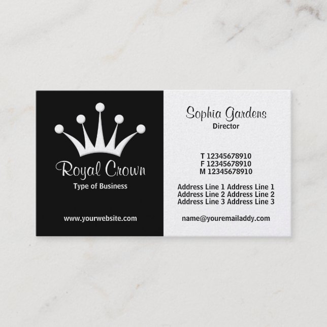 Half & Half (Crown) - Black and White (Gold) Business Card (Front)