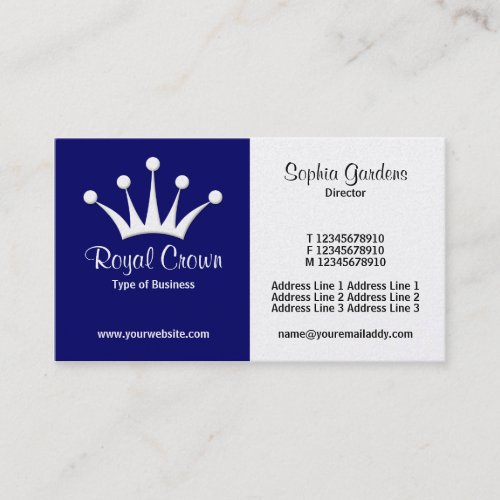 Half &amp; Half (Crown) - Dark Blue (Gold) Business Cards