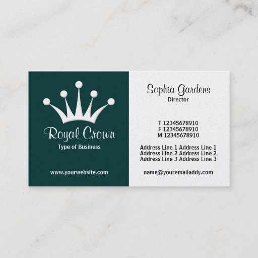 Customizable Half &amp; Half (Crown) - Dark Green (Gold) Business Cards