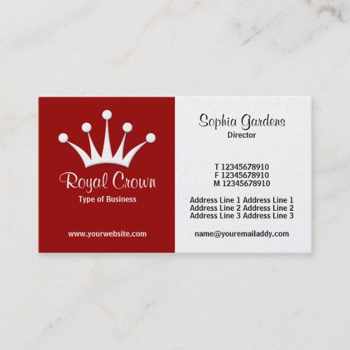 Half &amp; Half (Crown) - Maroon (Gold) Business Card Templates