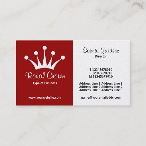 Customizable Half &amp; Half (Crown) - Maroon (Gold) Business Card Templates