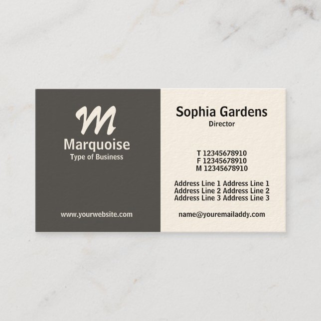 Half & Half - Dark Gray (Cream Card) Business Card (Front)