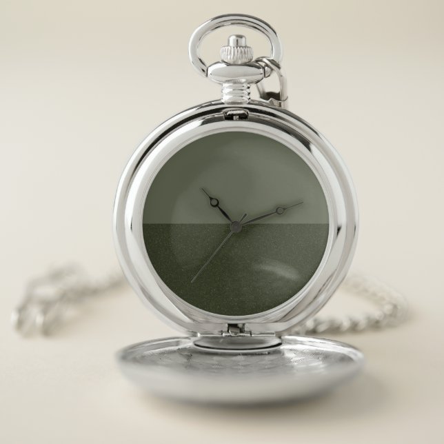Half & Half Moss Green Pocket Watch – Customizable (Inside)
