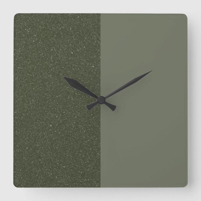 Half & Half Moss Green Wall Clock (Front)
