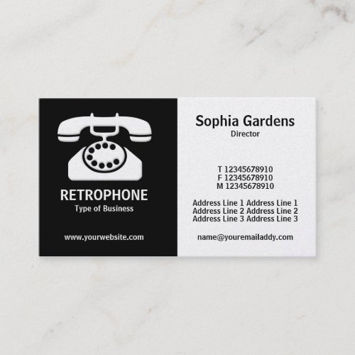 Half &amp; Half (Phone)- Black and White (Gold) Business Card Templates