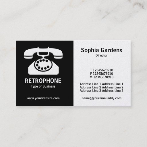 Customizable Half &amp; Half (Phone)- Black and White (Gold) Business Card Templates