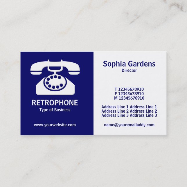 Half & Half (Phone)- Blue and White Business Card (Front)