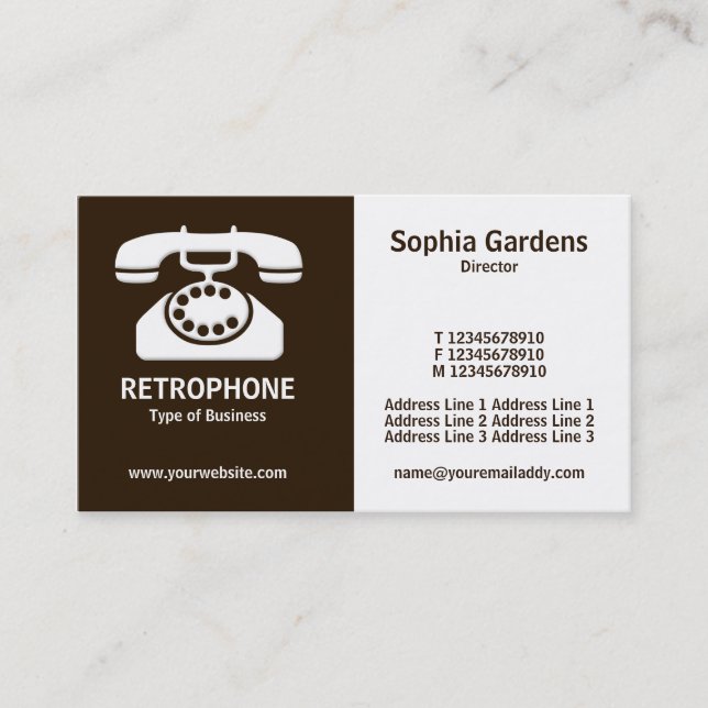 Half & Half (Phone)- Dark Brown and White Business Card (Front)