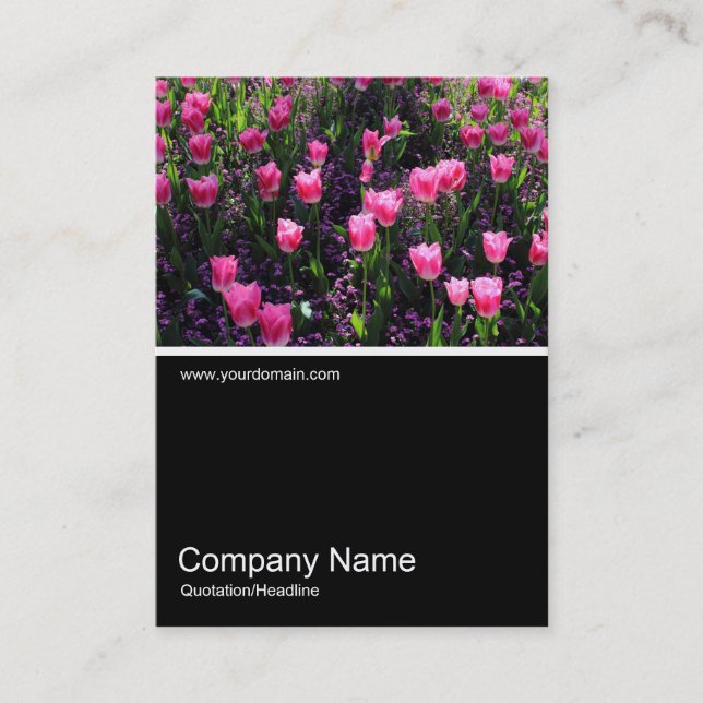 Half&Half Photo 0384 - Bed of Pink Tulips Business Card (Front)